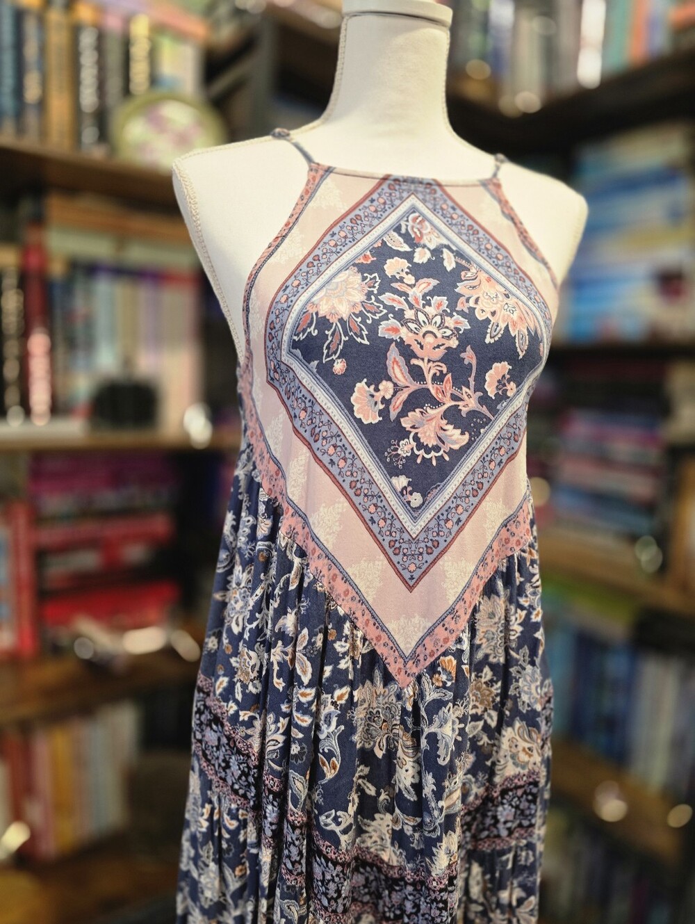 American Eagle Boho Floral Dress with Pink and Blue Accents - Picture 2 of 9